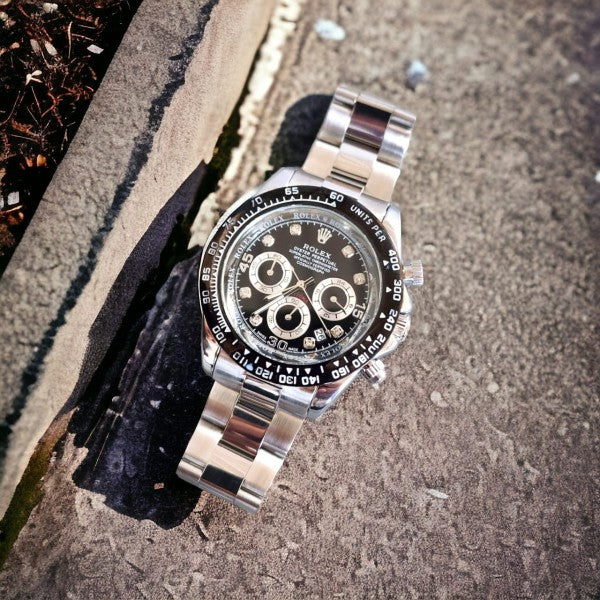 Rolex Daytona Chosmograph Silver Black Diamond