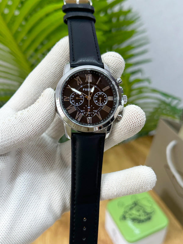 FOSSIL GRANT BLACK SILVER